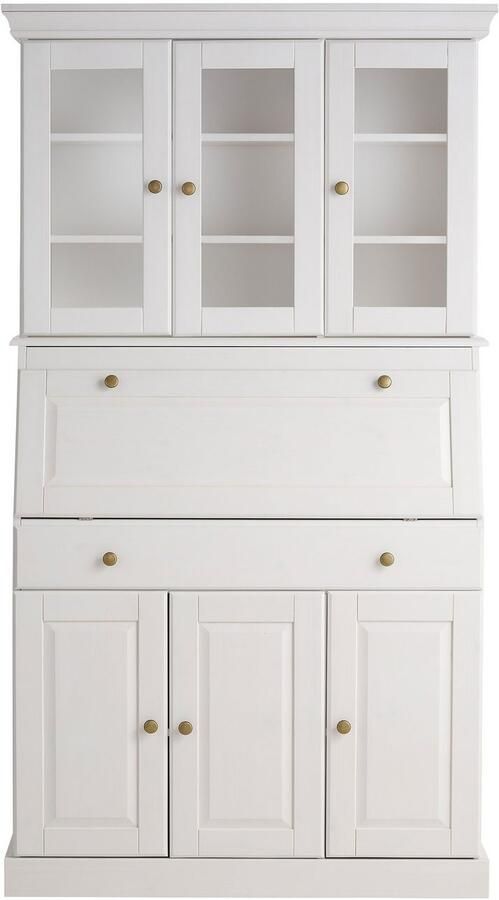 Home affaire Secretaire Rosi in landelijke stijl Bureau van massief hout met vitrine in 2 breedtes - Foto 8