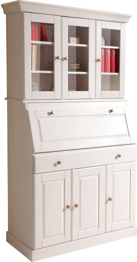 Home affaire Secretaire Rosi in landelijke stijl Bureau van massief hout met vitrine in 2 breedtes - Foto 10