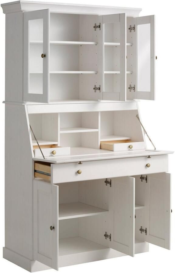 Home affaire Secretaire Rosi in landelijke stijl Bureau van massief hout met vitrine in 2 breedtes - Foto 7