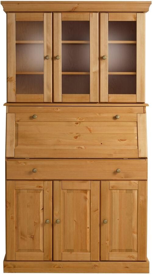 Home affaire Secretaire Rosi in landelijke stijl Bureau van massief hout met vitrine in 2 breedtes - Foto 9