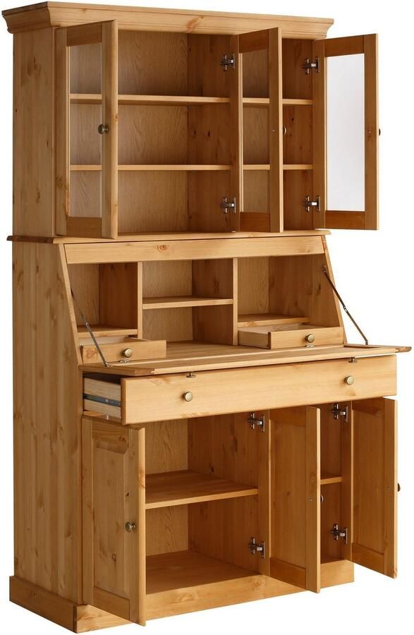 Home affaire Secretaire Rosi in landelijke stijl Bureau van massief hout met vitrine in 2 breedtes - Foto 7