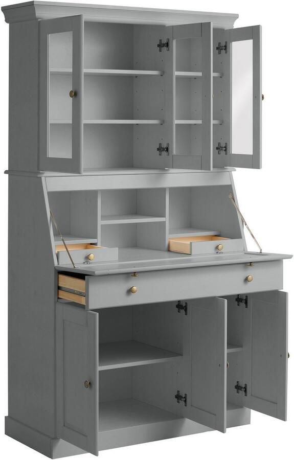 Home affaire Secretaire Rosi in landelijke stijl Bureau van massief hout met vitrine in 2 breedtes - Foto 7