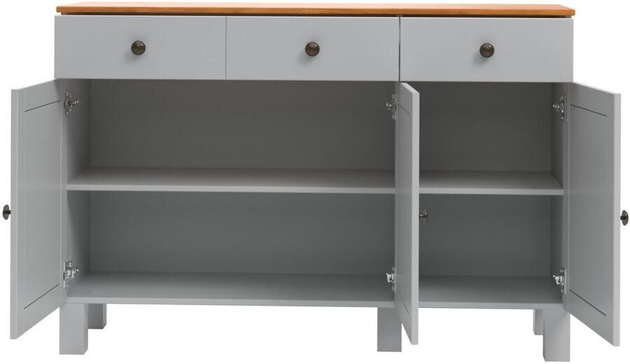 Home affaire Sidetable Alby2 Met 3 deuren 3 lades en metalen grepen breedte 125 cm - Foto 6