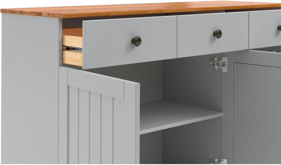 Home affaire Sidetable Alby2 Met 3 deuren 3 lades en metalen grepen breedte 125 cm - Foto 5