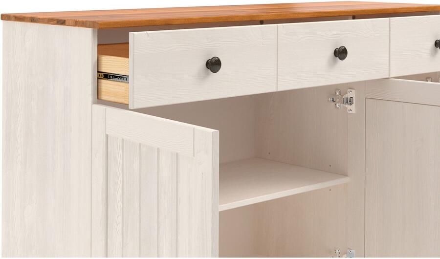 Home affaire Sidetable Alby2 Met 3 deuren 3 lades en metalen grepen breedte 125 cm - Foto 5