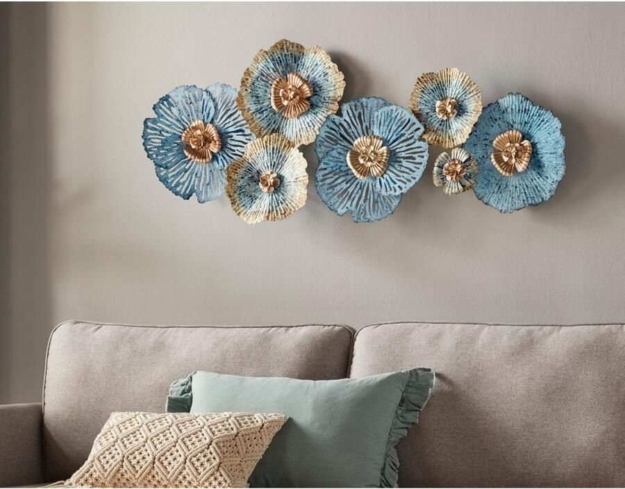 Home affaire Sierobject voor aan de wand Bloemen Wanddecoratie van metaal bestaand uit 7 bloemen - Foto 2