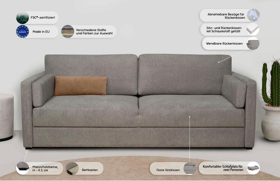 Home affaire Slaapbank Calrence met opklapbare slaapfunctie twee armleuningversies in de serie - Foto 5