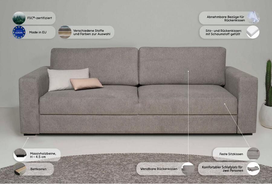 Home affaire Slaapbank Calrence met opklapbare slaapfunctie twee armleuningversies in de serie - Foto 5