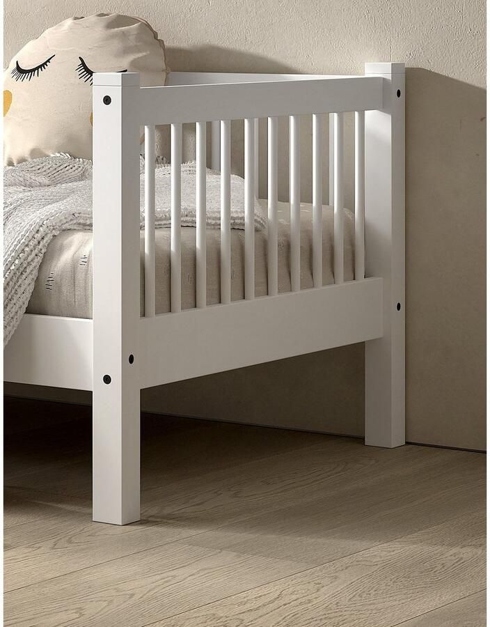 Home affaire Slaapbank Forrest 90 200 van massief beukenhout stevig gebouwd wit gelakt met spijlenrand valbeveiliging aan de voorkant zonder of met bedlade - Foto 2