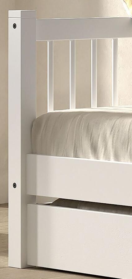 Home affaire Slaapbank Forrest 90 200 van massief beukenhout stevig gebouwd wit gelakt met spijlenrand valbeveiliging aan de voorkant zonder of met bedlade - Foto 4