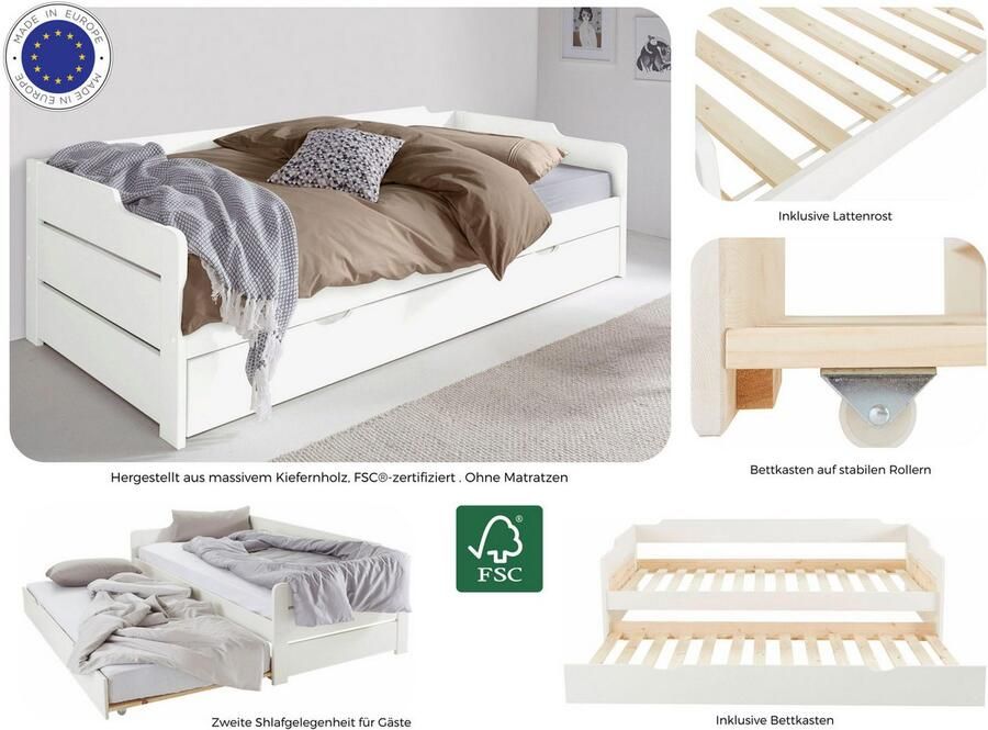 Home affaire Slaapbank "REETE" BESTSELLER! Functiebest kinderbed inclusief lade FSC gecertificeerd massief hout (dennen) klassieke landelijke stijl - Foto 2