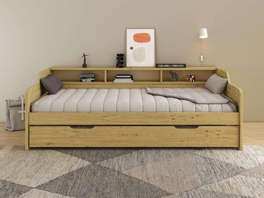 Home affaire Slaapbank REETE1 opbergruimte functioneel bed kinderbed inclusief lade met planken fsc gecertificeerd massief hout (dennen) landhuisstijl - Foto 7