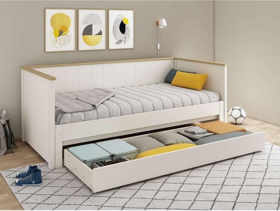 Home affaire Slaapbank REIGNY kinderbed logeerbed twee slaapplekken Massief hout panelen Design landelijke stijl optionele lade - Foto 3
