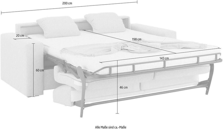 Home affaire Slaapbank Roma matras hoogte 14 cm Bedfunctie met vering lattenbodem matras - Foto 7