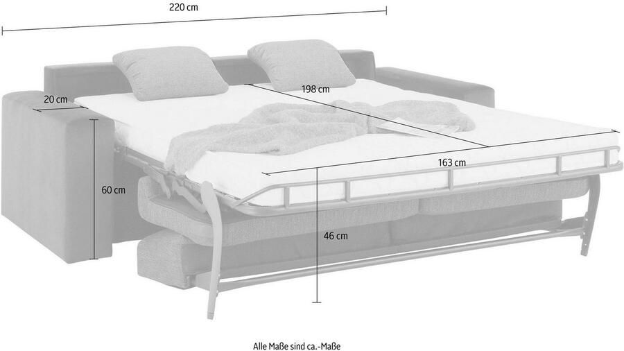 Home affaire Slaapbank Roma matras hoogte 14 cm Bedfunctie met vering lattenbodem matras - Foto 6