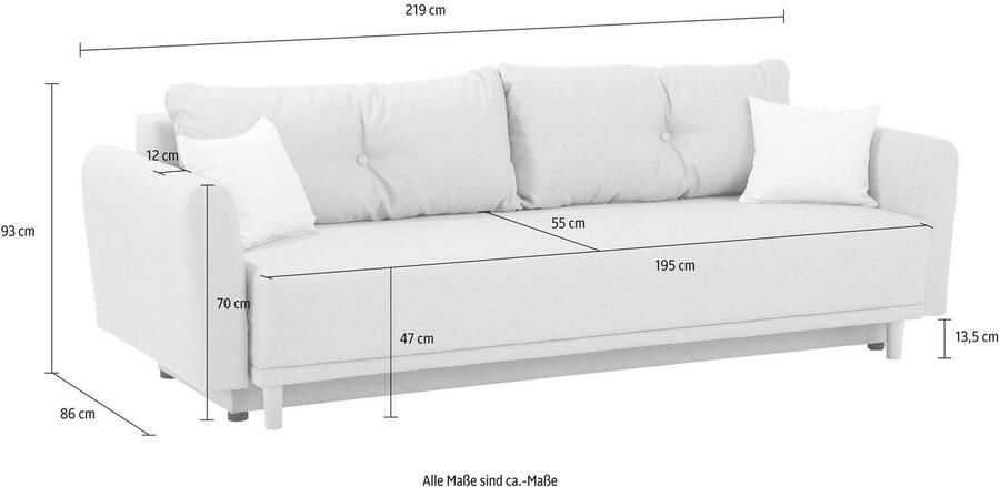 Home affaire Slaapbank Scandic incl. 2 sierkussens en bedkist capitonnage in rugkussen - Foto 6