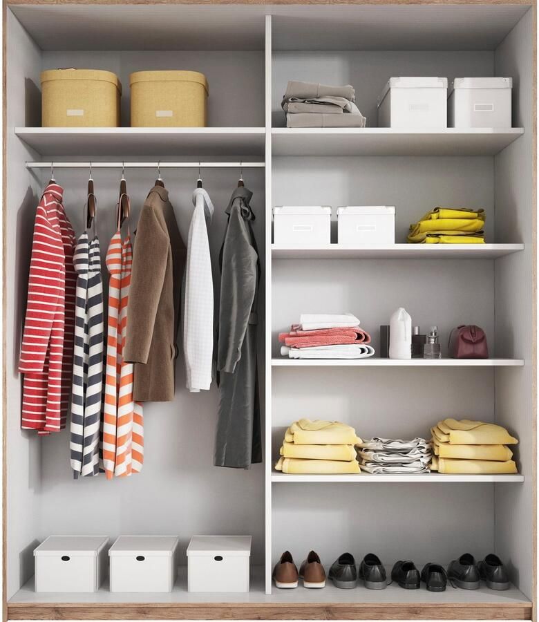 Home affaire Zweefdeurkast Beta schuifdeurkast kledingkast linnenkast met spiegel inclusief complete indeling metalen grepen - Foto 5