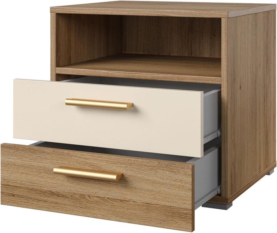 Home affaire Slaapkamerserie Bitry Set 4-St (Bed 180 cm 2xNako draaideurkast) Compleet slaapkamer veel opbergruimte voelbare structuur houtlook - Foto 3