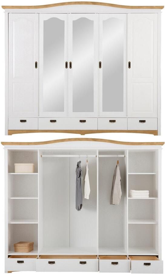 Home affaire Slaapkamerserie "Konrad" complete slaapkamerset met grote kast met 5-deurs kledingkast bed 180x200 cm en 2 nachtkastjes (set 4-delig) - Foto 6