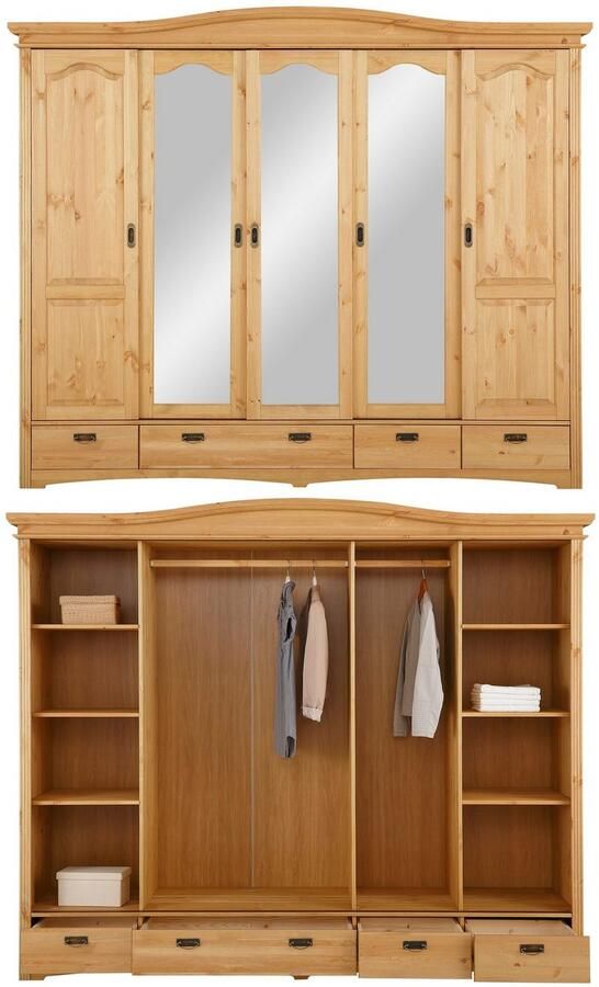 Home affaire Slaapkamerserie "Konrad" complete slaapkamerset met grote kast met 5-deurs kledingkast bed 180x200 cm en 2 nachtkastjes (set 4-delig) - Foto 9