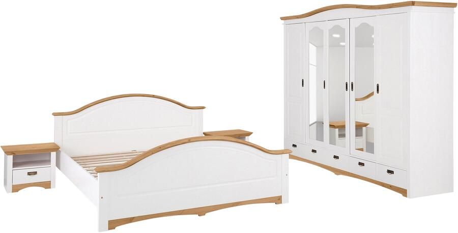 Home affaire Slaapkamerserie "Konrad" complete slaapkamerset met grote kast met 5-deurs kledingkast bed 180x200 cm en 2 nachtkastjes (set 4-delig) - Foto 9
