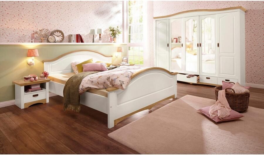 Home affaire Slaapkamerserie "Konrad" complete slaapkamerset met grote kast met 5-deurs kledingkast bed 180x200 cm en 2 nachtkastjes (set 4-delig) - Foto 7