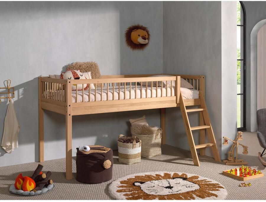 Home affaire Speelbed van massief geolied eikenhout lf 90x2000 cm rr ladder en valbeveiliging - Foto 4
