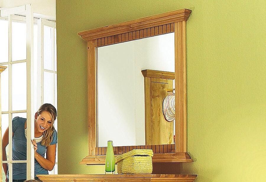 Home affaire Spiegel Rustiek Frame in grenen massief breedte 78 cm met decoratieve freesranden - Foto 2