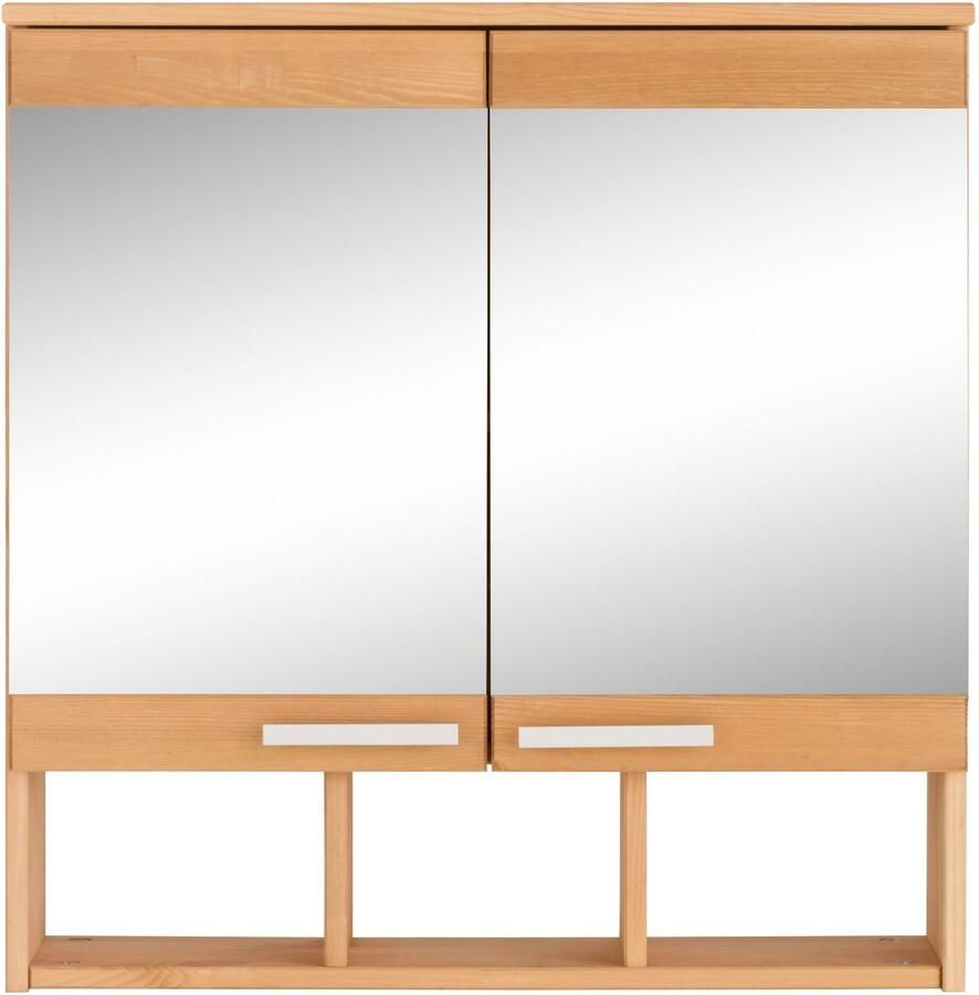 Home affaire Spiegelkast Josie Breedte 60 cm van massief hout verstelbare plank metalen grepen