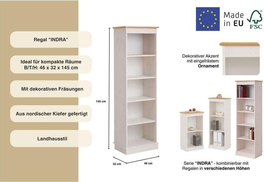 Home affaire Staand rek Indra Hoogte 145 cm