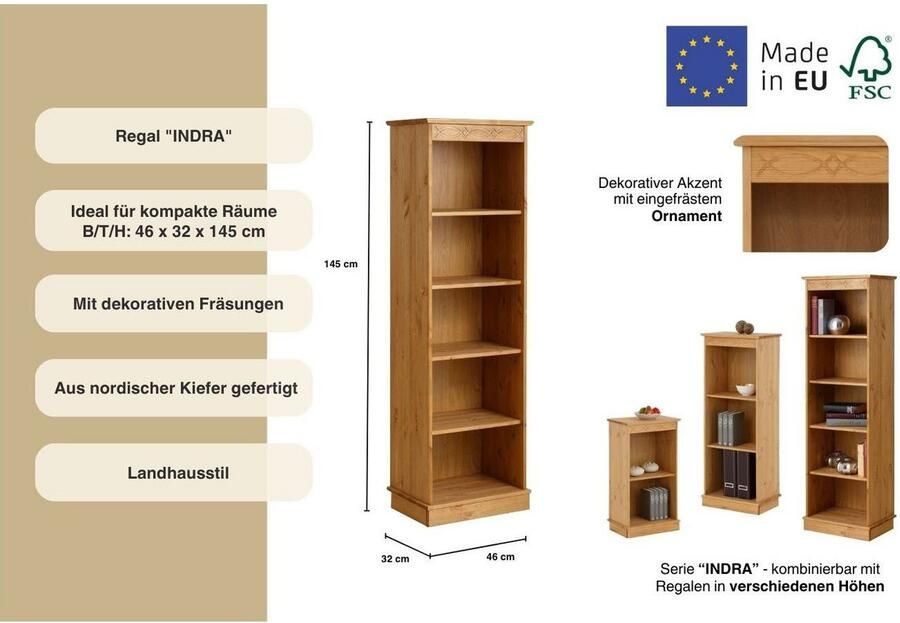 Home affaire Staand rek Indra Hoogte 145 cm - Foto 2