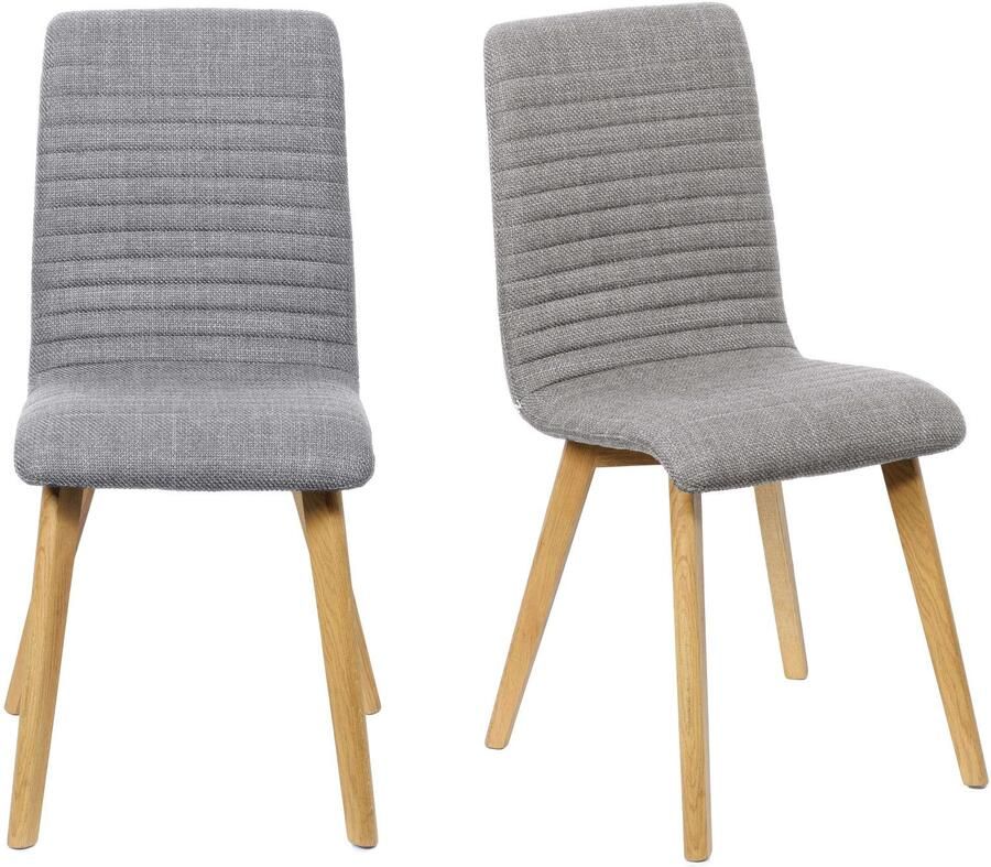 Home affaire Stoel met 4 poten Arosa eettafelstoel gestoffeerde stoel keukenstoel eetstoel 2-delige set poten van massief eiken of beuken met gestikt stof (set 2 stuks) - Foto 6