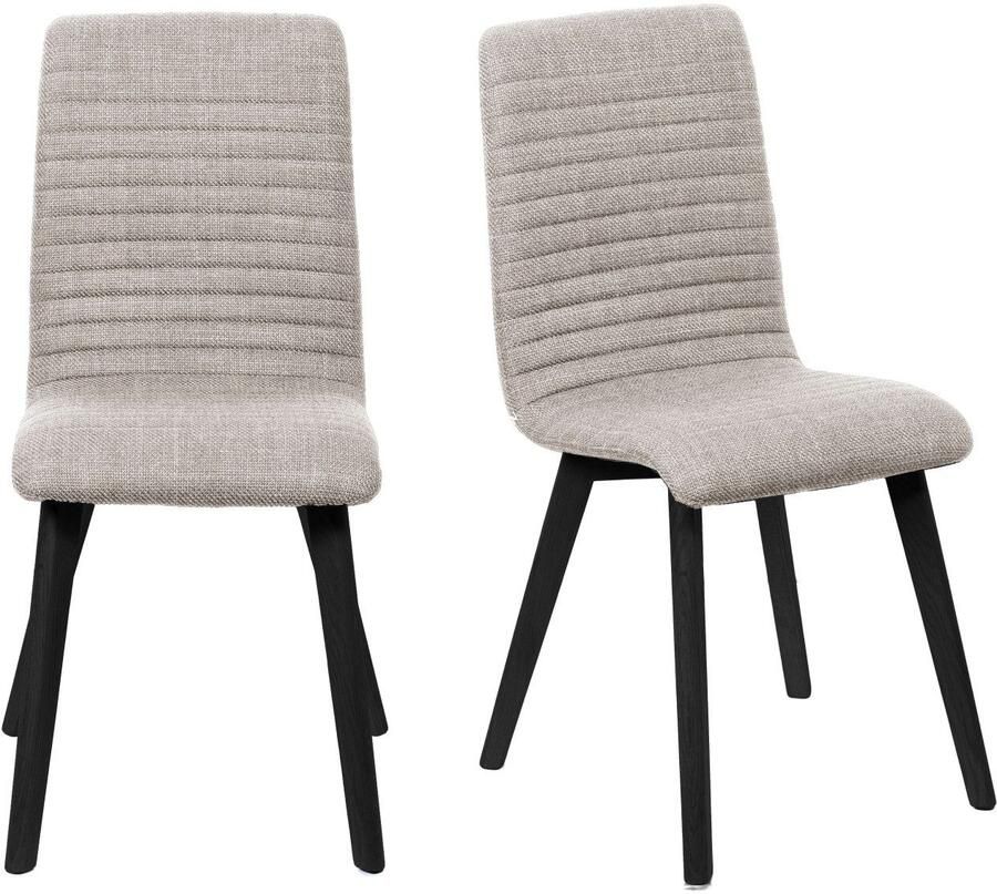 Home affaire Stoel met 4 poten Arosa eettafelstoel gestoffeerde stoel keukenstoel eetstoel 2-delige set poten van massief eiken of beuken met gestikt stof (set 2 stuks) - Foto 6