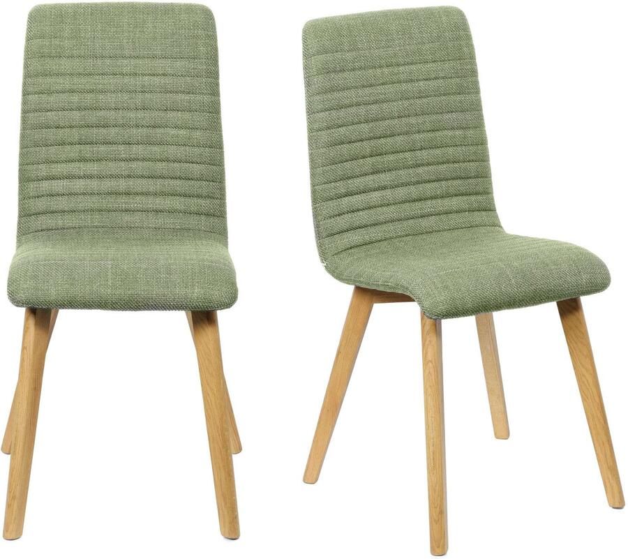 Home affaire Stoel met 4 poten Arosa eettafelstoel gestoffeerde stoel keukenstoel eetstoel 2-delige set poten van massief eiken of beuken met gestikt stof (set 2 stuks) - Foto 6