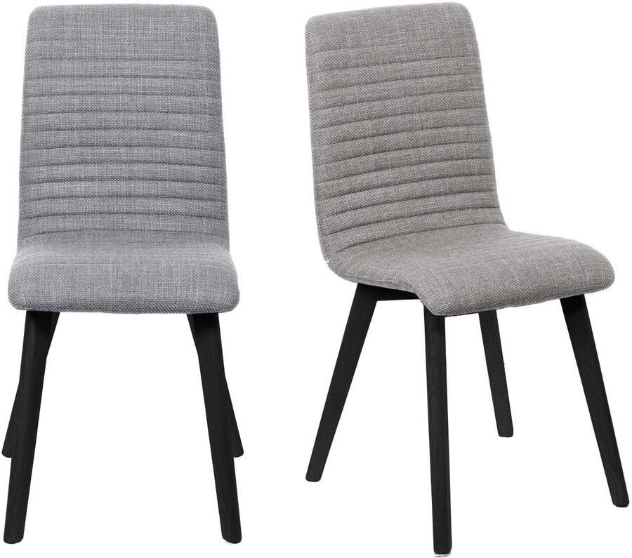 Home affaire Stoel met 4 poten Arosa eettafelstoel gestoffeerde stoel keukenstoel eetstoel 2-delige set poten van massief eiken of beuken met gestikt stof (set 2 stuks)