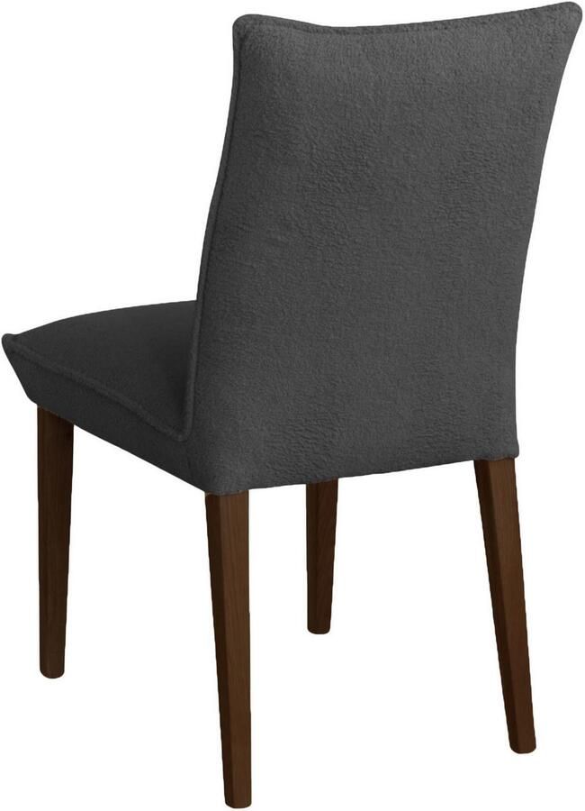 Home affaire Stoel met 4 poten Atena Frame van massief beukenhout bekleding teddy-look (set)