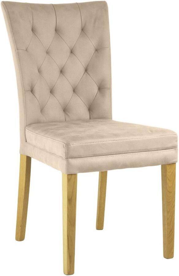 Home affaire Stoel met 4 poten Colorado prettige bekleding frame massief hout wengé of naturel-eiken (set 2 stuks)