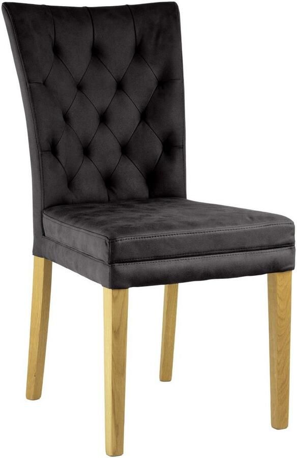 Home affaire Stoel met 4 poten Colorado prettige bekleding frame massief hout wengé of naturel-eiken (set 2 stuks) - Foto 2