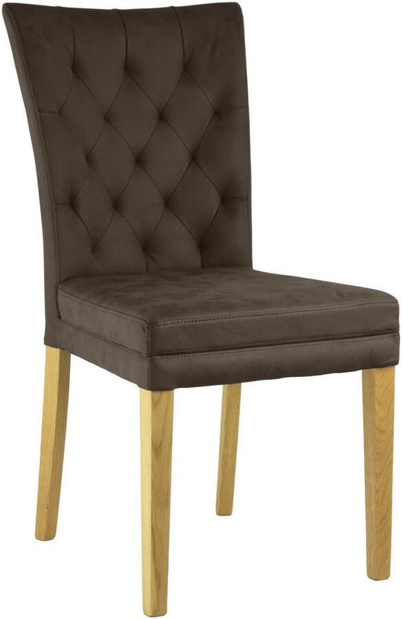 Home affaire Stoel met 4 poten Colorado prettige bekleding frame massief hout wengé of naturel-eiken (set 2 stuks) - Foto 2