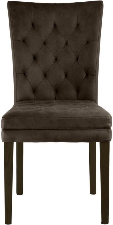 Home affaire Stoel met 4 poten Colorado prettige bekleding frame massief hout wengé of naturel-eiken (set 2 stuks) - Foto 5