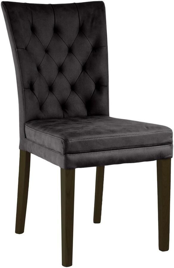 Home affaire Stoel met 4 poten Colorado prettige bekleding frame massief hout wengé of naturel-eiken (set 2 stuks)