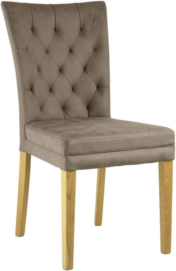 Home affaire Stoel met 4 poten Colorado prettige bekleding frame massief hout wengé of naturel-eiken (set 2 stuks) - Foto 2