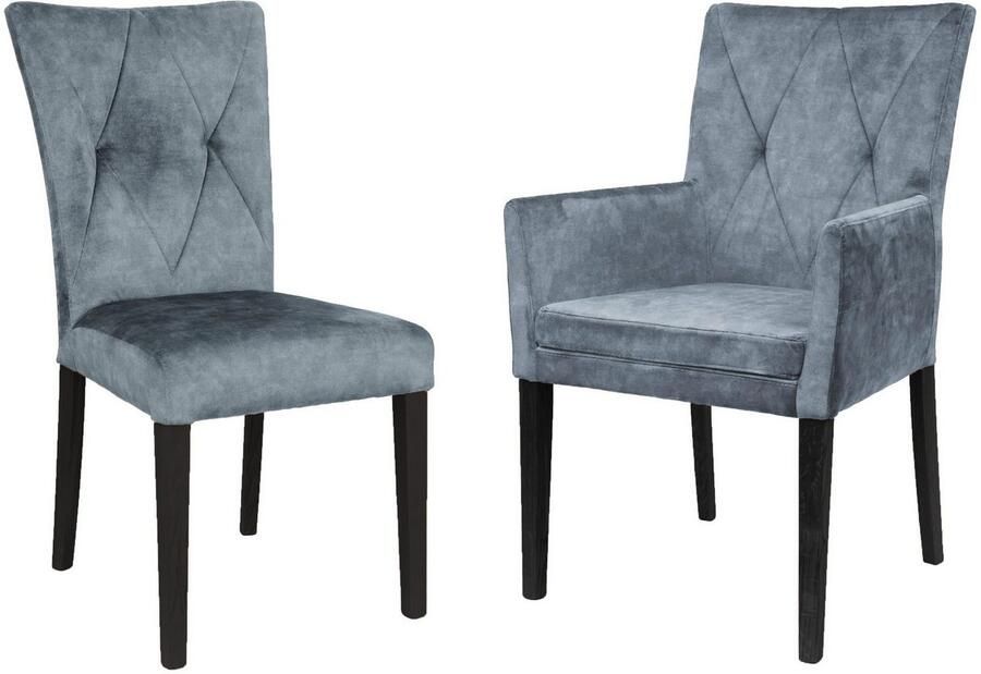 Home affaire Stoel met 4 poten Diamond Zitting en rugleuning zacht verdikt (set 2 stuks)