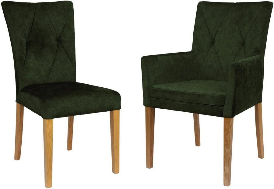 Home affaire Stoel met 4 poten Diamond Zitting en rugleuning zacht verdikt (set 2 stuks)