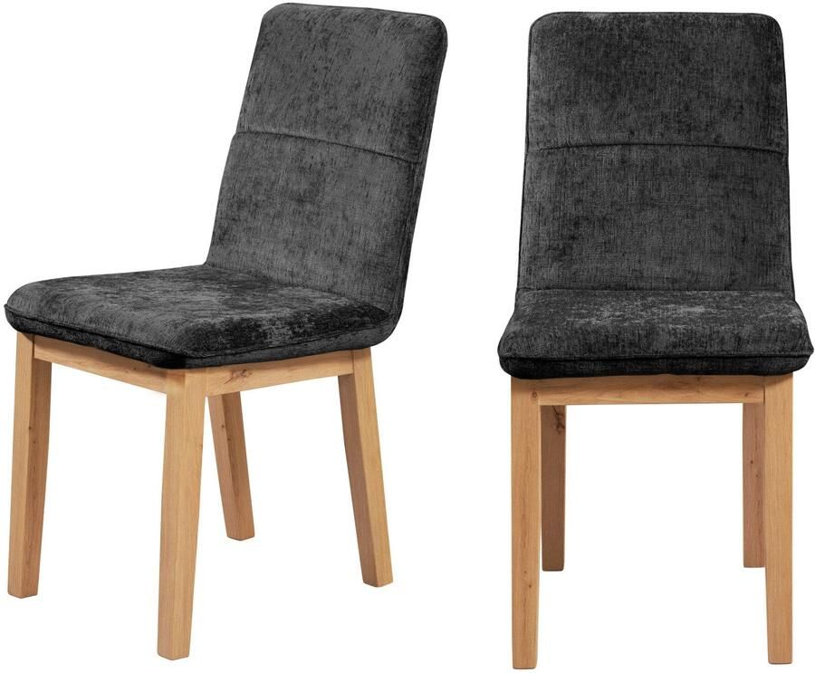 Home affaire Stoel met 4 poten Louise gestoffeerde stoel eetstoel Frame en poten van massief eiken modern landhuis (set 2 stuks) - Foto 6