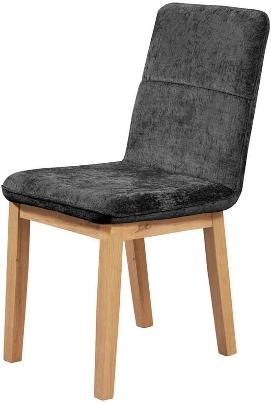 Home affaire Stoel met 4 poten Louise gestoffeerde stoel eetstoel Frame en poten van massief eiken modern landhuis (set 2 stuks) - Foto 2