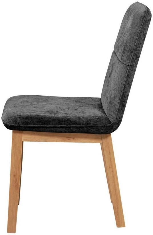 Home affaire Stoel met 4 poten Louise gestoffeerde stoel eetstoel Frame en poten van massief eiken modern landhuis (set 2 stuks) - Foto 3