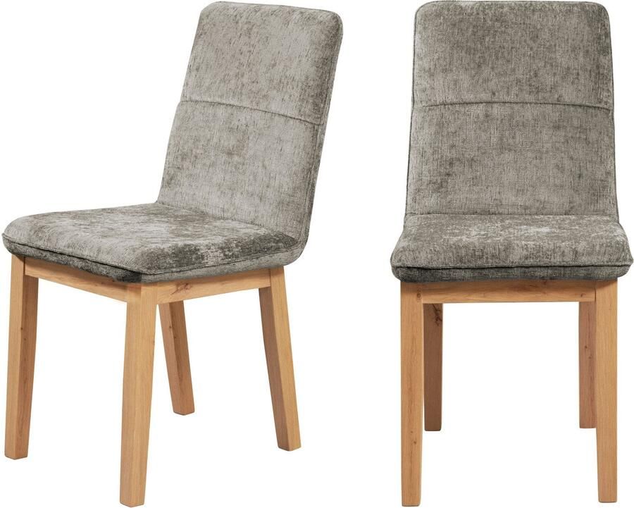 Home affaire Stoel met 4 poten Louise gestoffeerde stoel eetstoel Frame en poten van massief eiken modern landhuis (set 2 stuks) - Foto 2