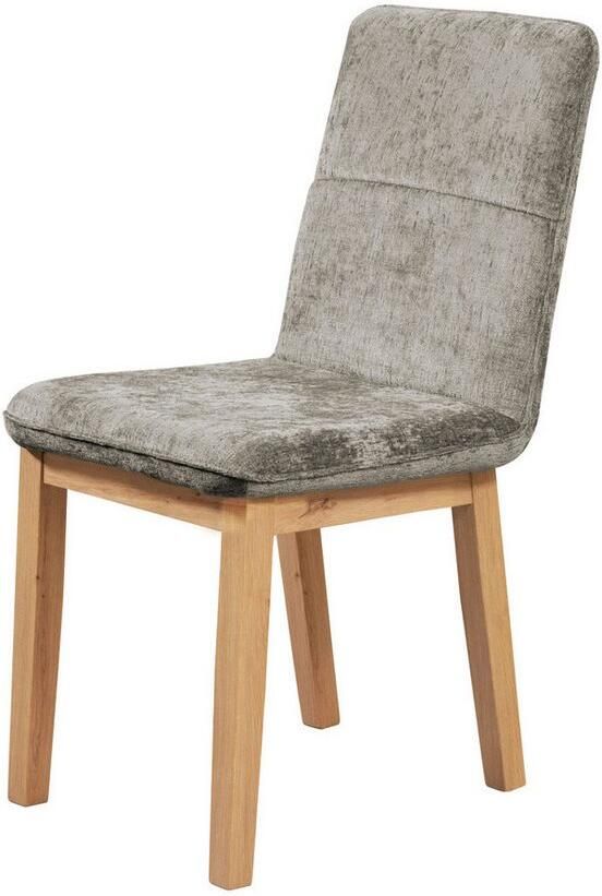 Home affaire Stoel met 4 poten Louise gestoffeerde stoel eetstoel Frame en poten van massief eiken modern landhuis (set 2 stuks) - Foto 3