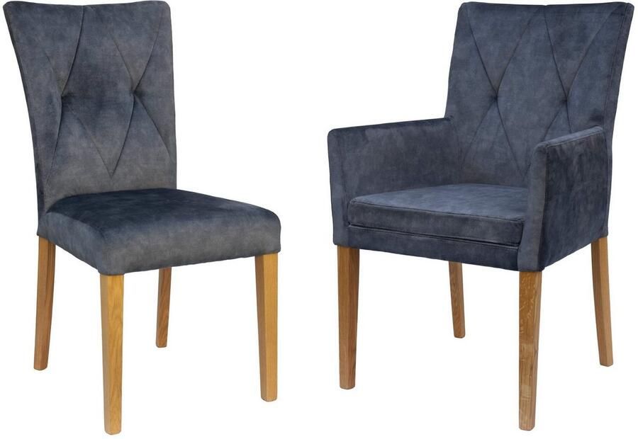 Home affaire Stoel met 4 poten Diamond Zitting en rugleuning zacht verdikt (set 2 stuks)